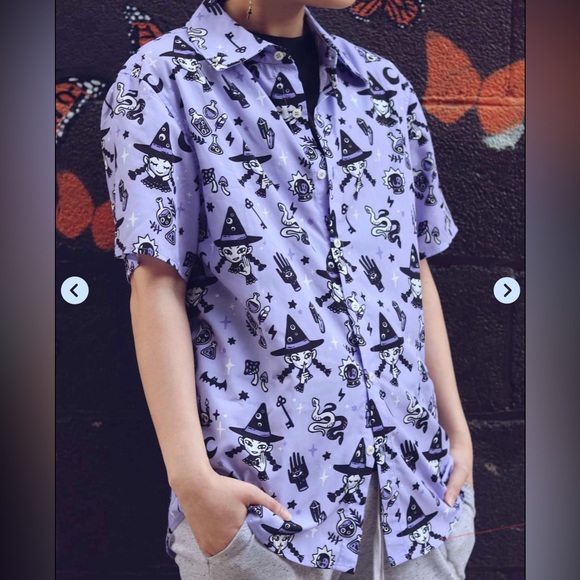 KINWAMONSTER Retired ‘Witchy Vibes’ Print Unisex Button Up - Picture 2 of 11